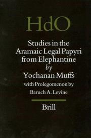 Front cover of Studies in the Aramaic legal papyri from Elephantine by Yochanan Muffs