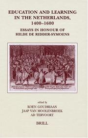 Front cover of Education and learning in the Netherlands, 1400-1600 by Hilde de Ridder-Symoens