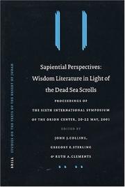Cover of Sapiential perspectives by Orion Center for the Study of the Dead Sea Scrolls and Associated Literature. International Symposium