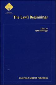 Cover of The Law's Beginnings (Meijersreeks, Mi 65.) by F. J. M. Feldbrugge