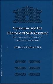 Front cover of Sophrosyne and the rhetoric of self-restraint by Adriaan Rademaker