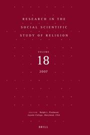 Cover of Research in the Social Scientific Study of Religion by Ralph L. Piedmont