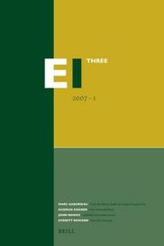 Front cover of Encyclopaedia of Islam - Three 2008-1 by Gaborieau