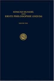 Cover of Erste Philosophie (1923/24): Erster Teil: Kritische Ideengeschichte (Husserliana: Edmund Husserl) by Edmund Husserl