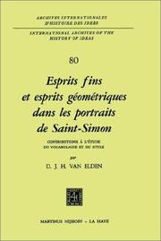 Front cover of Esprits fins et esprits géométriques dans les portraits de Saint-Simon by D. J. H. van Elden