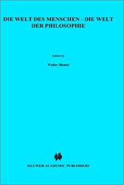 Cover of Die Welt des Menschen, die Welt der Philosophie by Walter Biemel