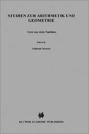 Cover of Studien zur Arithmetik und Geometrie by Edmund Husserl
