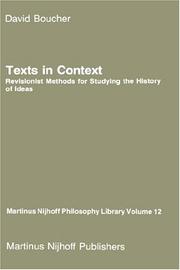 Cover of Texts in context by Boucher, David.