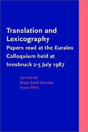 Cover of Translation And Lexicography by Unknown