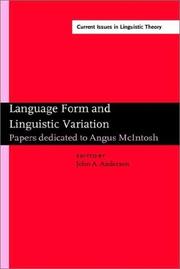 Cover of Language form and linguistic variation by Angus McIntosh