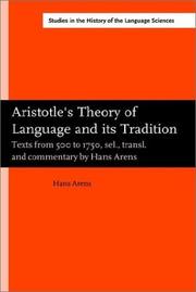 Front cover of Aristotle's theory of language and its tradition by Hans Arens