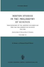 Front cover of Boston studies in the philosophy of science in memory of Norwood Russell Hanson by Boston Colloquium for the Philosophy of Science 1964-1966 Boston University.