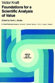 Cover of Foundations for a scientific analysis of value by Viktor Kraft