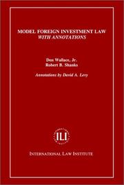 Front cover of Model Foreign Investment Law With Annotations by Don, Jr. Wallace