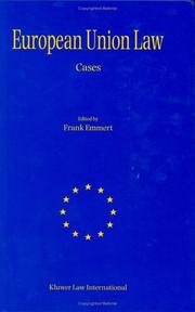 Front cover of European Union Law - Cases by Frank Emmert