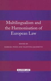 Front cover of Multilingualism and the harmonisation of European law by Barbara Pozzo