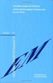 Front cover of Free movements of persons within the European Community by Friedl Weiss