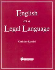 Front cover of English as a legal language by Christine Rossini