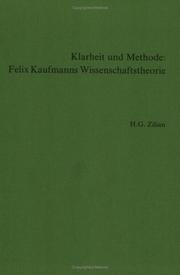 Front cover of Klarheit und Methode by H.G. Zilian