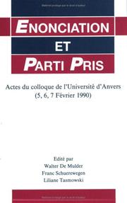 Front cover of Enonciation et parti pris by Franc Schuerewegen