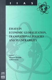 Front cover of Essays in economic globalization, transnational policies and vulnerability by Alexander Kouzmin