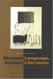 Front cover of Obscure language, unclear literature by Päivi Mehtonen