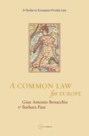 Front cover of A common law for Europe by Gian Antonio Benacchio
