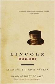 Cover of Lincoln reconsidered by David Herbert Donald