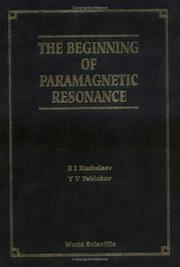 Front cover of The beginning of paramagnetic resonance by B. I. Kochelaev