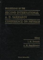 Front cover of Proceedings of the second International A. D. Sakharov Conference on Physics by International Sakharov Conference on Physics (2nd 1996 Moscow, Russia)