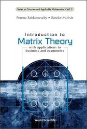 Front cover of Introduction to matrix theory by Ferenc Szidarovszky