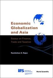 Front cover of Economic Globalization and Asia by Ramkishen S. Rajan