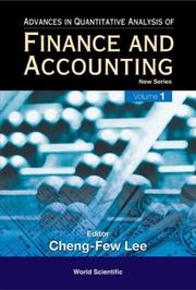 Cover of Advances in Quantitative Analysis of Finance and Accounting by Cheng Few Lee