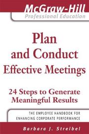 Front cover of Plan and Conduct Effective Meetings by Barbara J Streibel