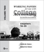 Cover of Working Papers for Peters COLLEGE ACCOUNTING Chapters 16-29 by Judith M. Peters
