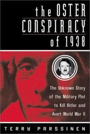 Front cover of The Oster Conspiracy of 1938 by Terry Parssinen