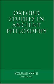 Cover of Oxford Studies in Ancient Philosophy, Vol. XXXIII by D. N. Sedley