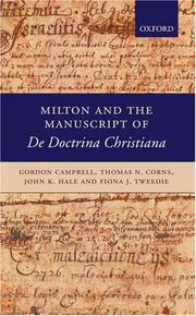 Front cover of Milton and the manuscript of De doctrina Christiana by Gordon Campbell