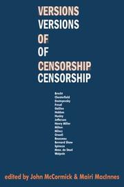 Cover of Versions of censorship by McCormick, John