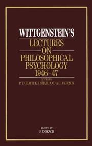 Front cover of Wittgenstein's lectures on philosophical psychology, 1946-47 by Ludwig Wittgenstein