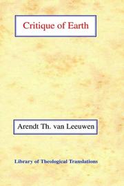 Front cover of Critique of Earth by Arend Theodoor Van Leeuwen