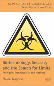 Front cover of Biotechnology, Security and the Search for Limits by Brian Rappert