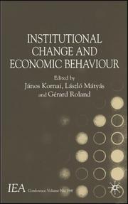 Cover of Institutional change and economic behaviour by International Economic Association. World Congress