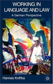 Front cover of Working in Language and Law by Hannes Kniffka