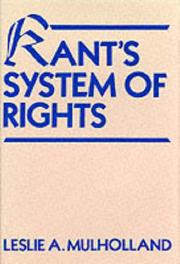 Front cover of Kant's system of rights by Leslie Arthur Mulholland