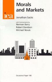 Cover of Morals and Markets by Jonathan Sacks