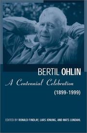 Cover of Bertil Ohlin by Ronald Findlay