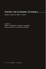 Cover of Theory for Economic Efficiency by Harry I. Greenfield
