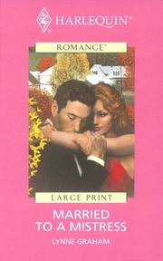 Front cover of Married to a Mistress by Lynne Graham