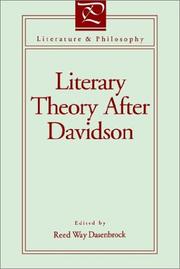 Cover of Literary Theory After Davidson by Reed Way Dasenbrock